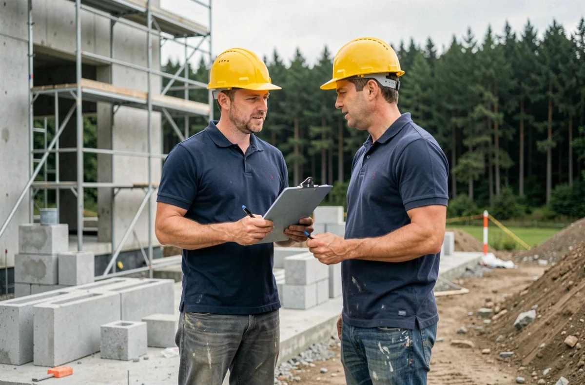 Chef de projet de BM Solution Travaux supervisant un chantier de construction résidentielle dans les Vosges