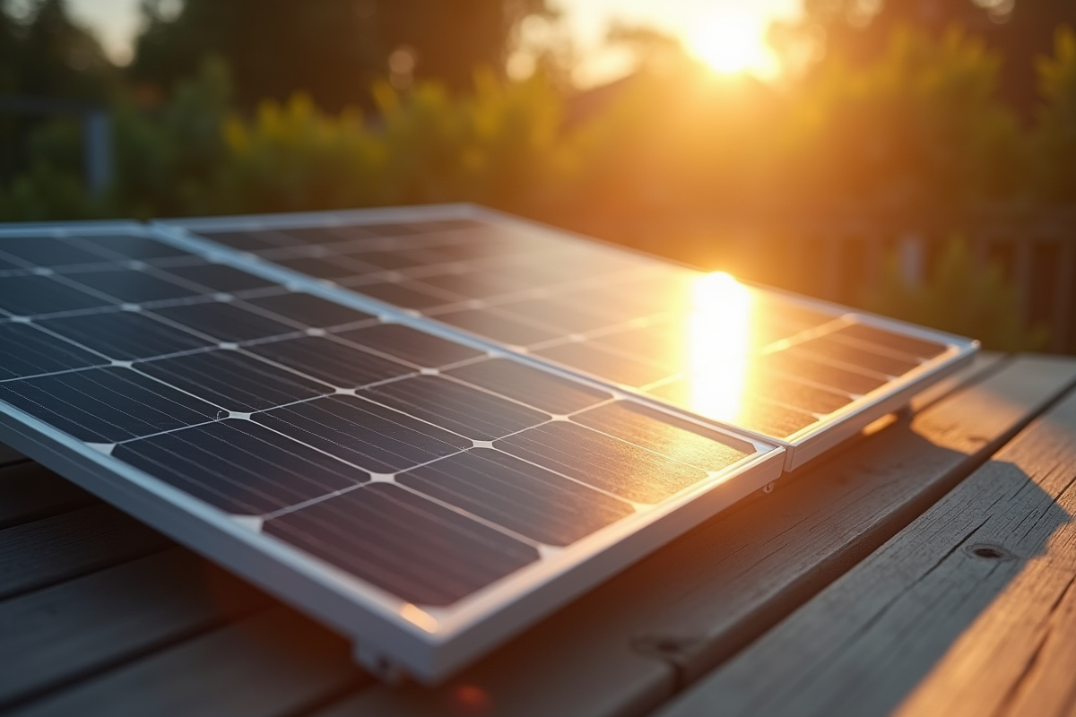 Zoom sur un panneau solaire avec affichage de niveau d