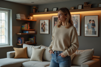 Femme inspectant un sous-sol organisé et moderne