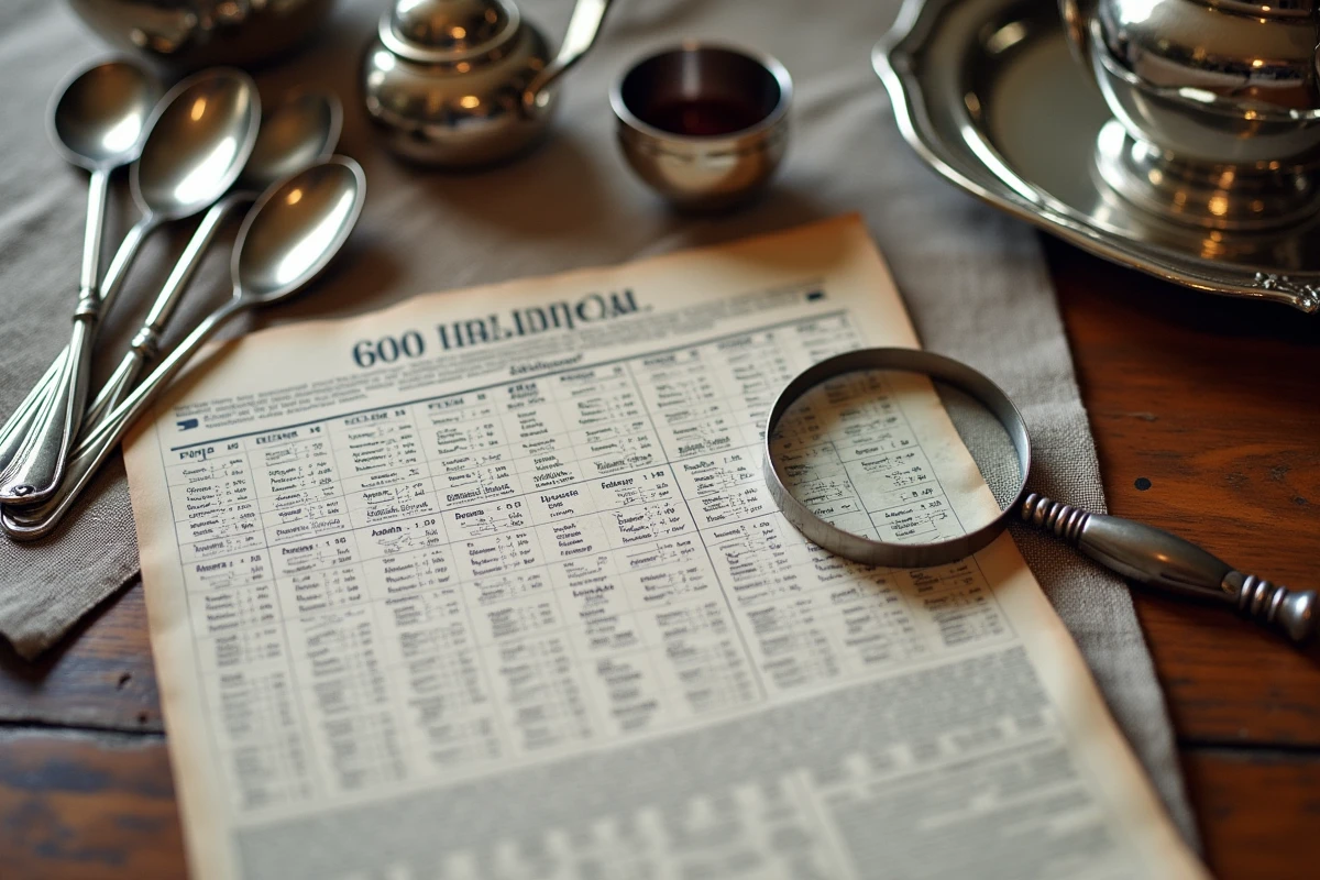 Objets en argent et tableau de hallmarks français