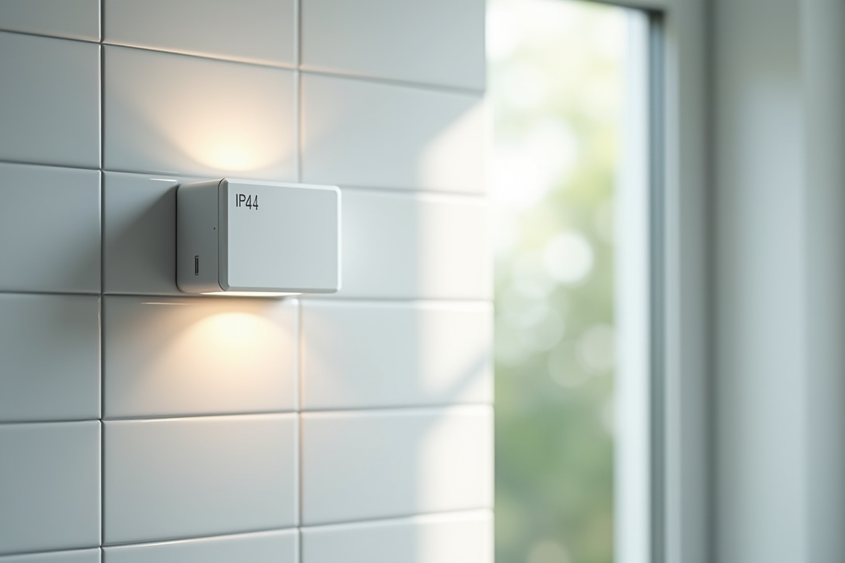 Luminaire mural dans salle de bain avec marquage IP44