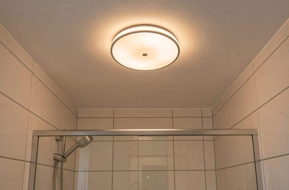 Luminaire de salle de bain installé près d'une douche