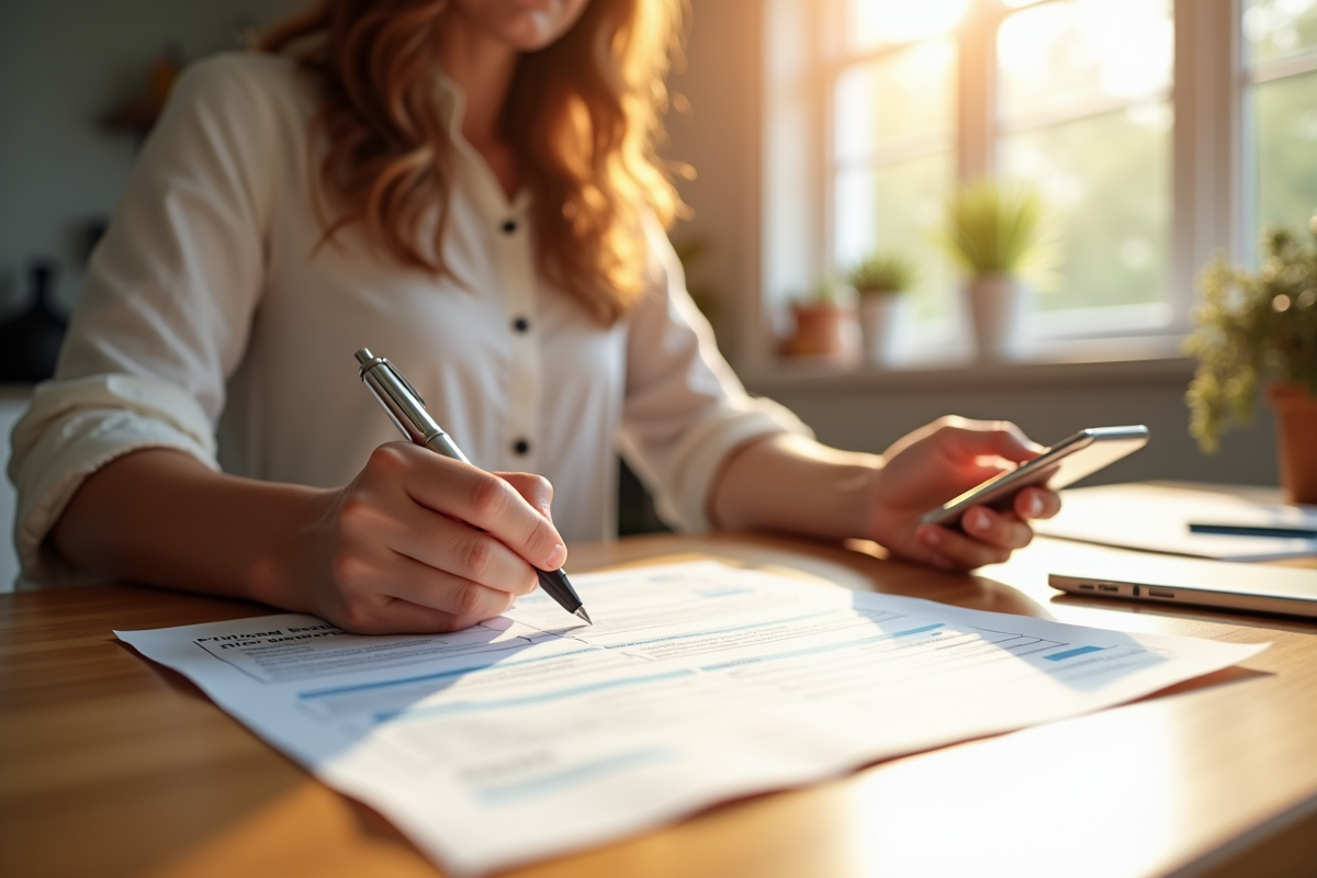 Personne remplissant un formulaire de changement d'adresse à la maison