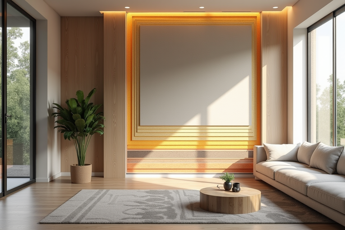 Salon moderne avec isolation acoustique visible