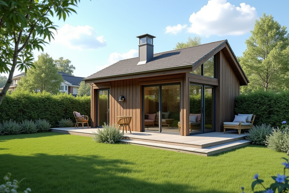 Structure de jardin séparée avec petite terrasse ensoleillée