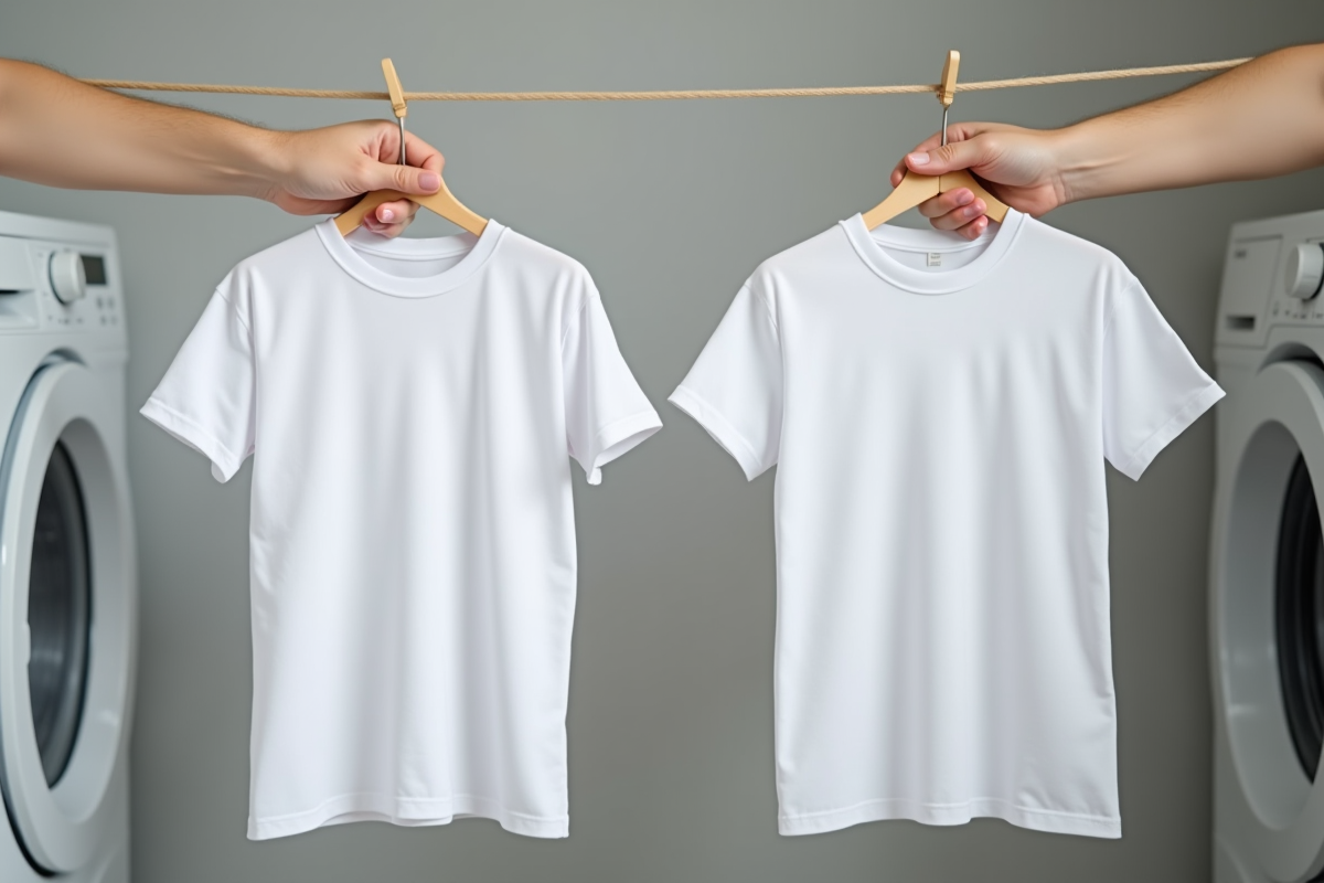 Deux t-shirts en coton avec un t-shirt rétréci par le lavage