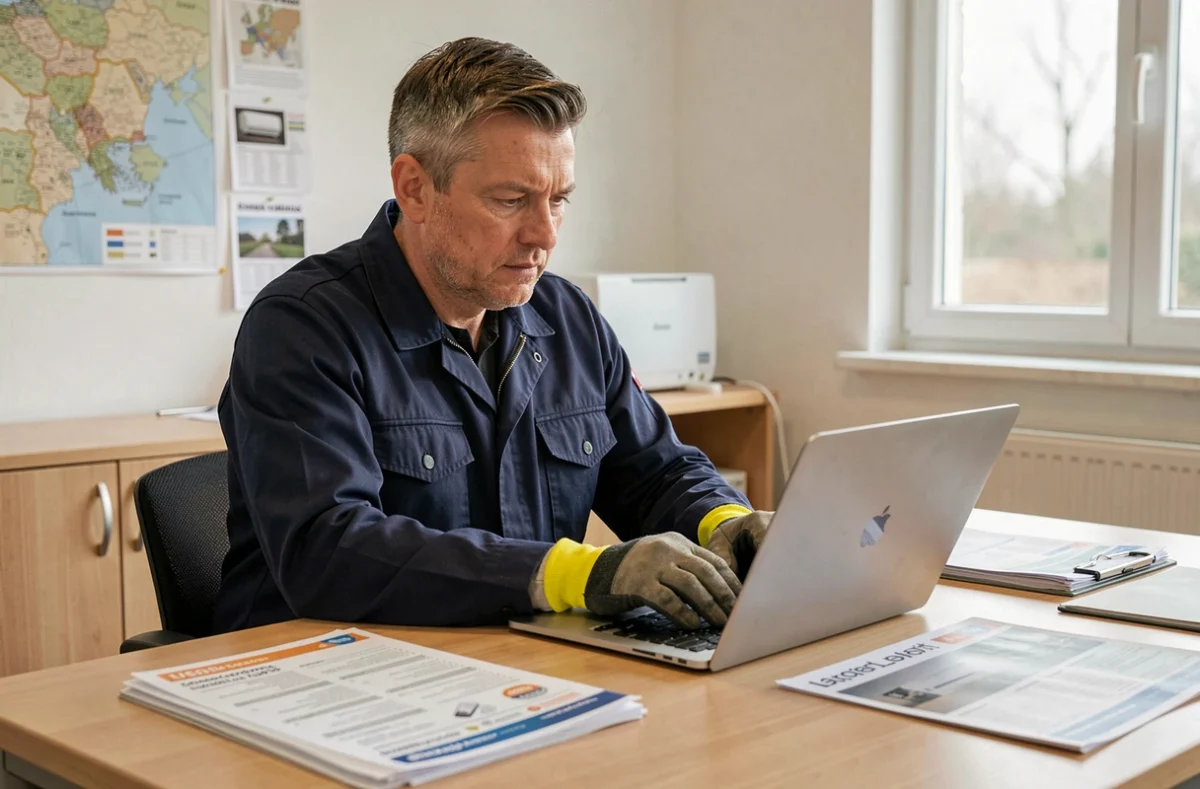 Professionnel consultant l'annuaire Weclim des installateurs de climatisation dans le Loiret sur un ordinateur portable